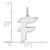 Small Sterling Silver Rhodium-plated Artisan Block Letter F Initial Charm