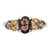 SS Rh Smoky and Whiskey Quartz Citrine White Topaz Ring