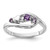 SS Rhodium-plated Amethyst Pink Quartz and CZ with Heart Ring - QR-4D44BC76-1789