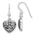 SS Rhodium-plated Antiqued Pink CZ Filigree Heart Dangle Earrings