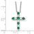 SS RH-plated Green CZ May Birthstone Cross w/2in ext Necklace