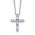 SS RH-plated Lt Purple CZ June Birthstone Cross w/2in ext Necklace