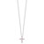 SS RH-plated Pink CZ October Birthstone Cross w/2in ext Necklace