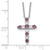 SS RH-plated Purple CZ February Birthstone Cross w/2in ext Necklace