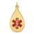 14k 28x16mm Teardrop Red Enameled Medical Jewelry Pendant