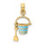 14K 2-D Aqua Enameled Beach Bucket w/Moveable Shovel Charm