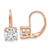 Sterling Shimmer Sterling Silver Rose-tone Flash Rose-gold Plated 7mm CZ 2 Stone Leverback Earrings