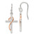 Sterling Silver & Rose-tone Polished CZ Heart Cross Dangle Earrings