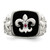 Sterling Silver .03Ruby/Black Agate Fleur de Lis Ring - QR-EDCB354A-8771