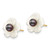 14k 3-4mm Black Round Freshwater Cultured Pearl and 10 mm White Mother of Pearl Flower Post Earrings