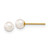 14k 3-4mm White Round Akoya Saltwater Cultured Pearl Stud Post Earrings