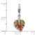 Sterling Silver Amore La Vita Rhodium-plated 3D Green and Orange Enameled with CZ Leaf Charm with Lobster Clasp