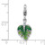 Sterling Silver Amore La Vita Rhodium-plated 3D Green Enameled with CZ Leaf Charm with Lobster Clasp