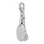 Sterling Silver Amore La Vita Rhodium-plated 3D Textured Ping Pong Paddle and Ball Charm with Lobster Clasp