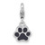 Sterling Silver Amore La Vita Rhodium-plated Polished with Black Enamel Paw Print with Lobster Clasp Charm