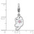 Sterling Silver Amore La Vita Rhodium-plated White Enameled Cat with Pink CZ Charm with Lobster Clasp