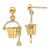14K 3-D Beach Bucket w/ Shovel Dangle Earrings