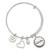 Sterling Silver Antiqued Syn. Pearl Godmother Charm Adjustable Bangle