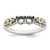 Sterling Silver Antiqued w/14k 2-stone w/Diamond Mother's Ring Semi-Mount - QM-D98718A1-2496