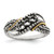 Sterling Silver Antiqued w/14k 3-stone w/Diamond Mother's Ring Semi-Mount - QM-18C593AC-2617