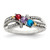 Sterling Silver Antiqued w/14k 3-stone w/Diamond Mother's Ring Semi-Mount - QM-48192530-2437