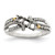 Sterling Silver Antiqued w/14k 3-stone w/Diamond Mother's Ring Semi-Mount - QM-48192530-2437