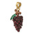 14K 3-D ENAMEL PURPLE GRAPES W/STEM & LEAF