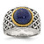 Sterling Silver Antiqued with Gold-plated Accent Polished Round Lapis Cabochon Woven Pattern Ring - QR-B3B32DE9-8951