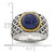 Sterling Silver Antiqued with Gold-plated Accent Polished Round Lapis Cabochon Woven Pattern Ring - QR-F891202F-6360