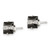 Sterling Silver Black & White 6mm Square CZ Snap-in Set Stud Earrings