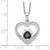 Sterling Silver Black and White CZ Heart with Paw Print 18 inch Necklace