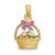 14K 3-D Enameled Easter Basket w/Bow and Eggs Charm