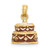 14K 3-D Enameled HAPPY BIRTHDAY Cake w/Brown Frosting Charm