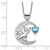 Sterling Silver Blue and Clear CZ Cat and Moon Necklace