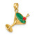 14K 3-D Green Enamel  Martini w/Cherry Charm