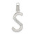 Sterling Silver CZ Letter S Initial Pendant - QC-0B284CA0-6407