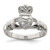 Sterling Silver CZ Rhodium-plated Claddagh Ring