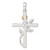 Sterling Silver E-Coat Polished Cross with CZ and Gold-tone Rose Pendant