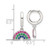 Sterling Silver E-Coating Polished Multicolor CZ Dangle Rainbow Children's Round Hoop Earrings