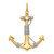 14K 3-D Large Anchor Wrapped Rope Charm Yellow Gold with Rhodium Plating