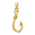 14K 3-D Large Fish Hook with Rope Charm