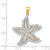 Sterling Silver Flash Gold-Plated and CZ Starfish Pendant