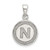 Sterling Silver Glitter Enamel Letter N Inital Circle Pendant