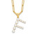 Sterling Silver Gold-plated 3-5.5mm White Button Freshwater Cultured Pearl LETTER F 18 inch Necklace