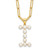 Sterling Silver Gold-plated 3-5.5mm White Button Freshwater Cultured Pearl LETTER I 18 inch Necklace