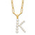 Sterling Silver Gold-plated 3-5.5mm White Button Freshwater Cultured Pearl LETTER K 18 inch Necklace
