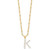 Sterling Silver Gold-plated 3-5.5mm White Button Freshwater Cultured Pearl LETTER K 18 inch Necklace