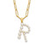 Sterling Silver Gold-plated 3-5.5mm White Button Freshwater Cultured Pearl LETTER R 18 inch Necklace