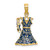 14K 3-D Moveable Enamel Blue Floral Dress w/ Shoe Charm