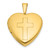Sterling Silver Gold-plated Polished Front/Brushed Back Engraved Cross 16mm Heart Locket